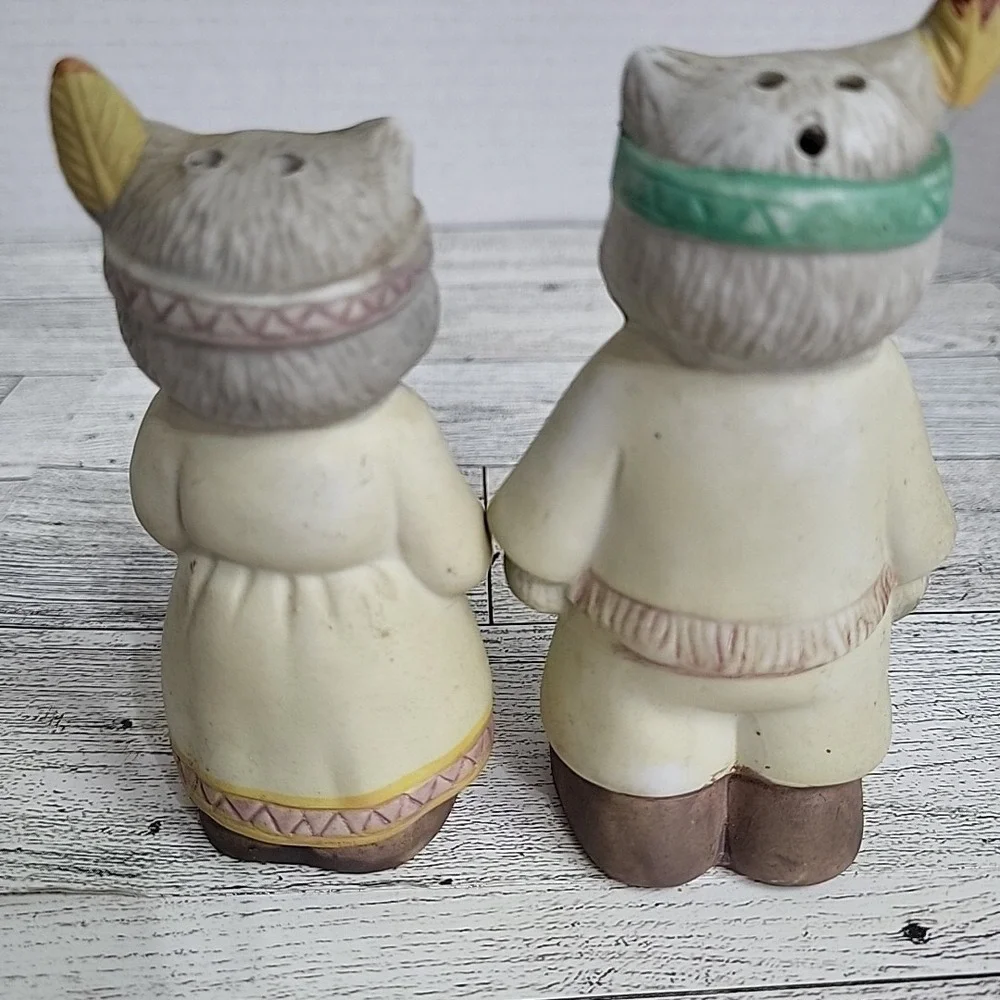 Vintage Tippie's Inc Cats Indian Salt & Pepper Shakers‎ Thanksgiving 1990 Kitty